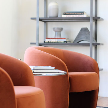 Rust Velvet Postmodern Chairs in Los Feliz Mid Mod Home Staging