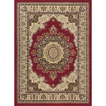 Fiona Traditional Oriental Red Rectangle Area Rug, 8'x10'