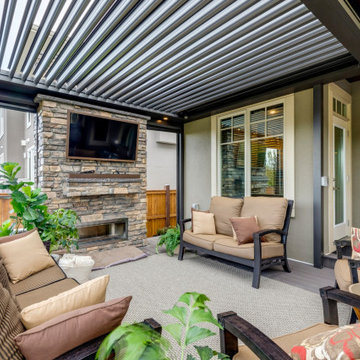 Enclosed StruXure Adjustable Pergola Outdoor Sitting Area with Lights & Heaters