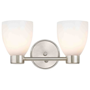 Aon Fuse Contemporary Satin Nickel Bathroom Light with Bell Glass