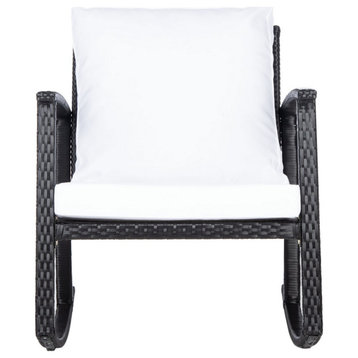 Safavieh Outdoor Daire Rocking Chair Black/White Cushion