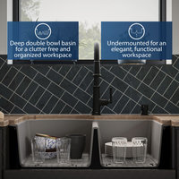 Karran Undermount Quartz 32" 60/40 Double Bowl Kitchen Sink Kit, Concrete