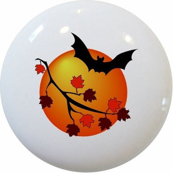 Bat Fall Leaves Ceramic Knob