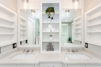 Inspiration for a large transitional master bathroom remodel in Philadelphia with a built-in vanity