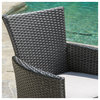 7pc Outdoor Black Wicker Patio Rectangle Dining Set w/Cushions