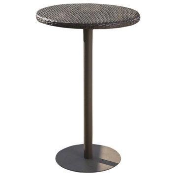 GDF Studio Domicca Outdoor 26" Multi-Brown Wicker Round Bar Table
