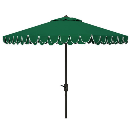 Safavieh Outdoor Elegant Valance 9ft Auto Tilt Umbrella Hunter Green