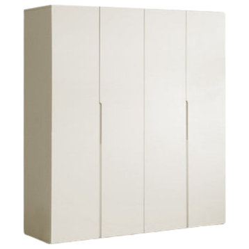 Solid Wood Wardrobe Cream, White the Whole Cabinet Is Inseparable Four-Door Wardrobe 70.9x23.2x78.7inch