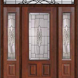 Prehung Sidelights-Transom Door 80 Fiberglass Versailles 3/4 Lite - Front Doors