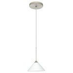 Besa Lighting - Besa Lighting 1XT-117607-SN Kona - One Light Cord Pendant with Flat Canopy - The Kona pendant features a wide cone-shaped glassKona One Light Cord  Bronze White Glass *UL Approved: YES Energy Star Qualified: n/a ADA Certified: n/a  *Number of Lights: Lamp: 1-*Wattage:50w GY6.35 Bi-pin bulb(s) *Bulb Included:Yes *Bulb Type:GY6.35 Bi-pin *Finish Type:Bronze