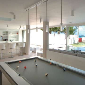 Minimal Modern  Beachhouse Game Room Stainless Steel Billiard Table