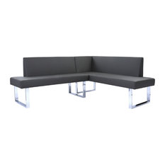 50 Most Por Faux Leather Dining Benches For 2018 Houzz Armen Living Amanda Contemporary Nook Corner Chrome Dining Bench Gray Benches