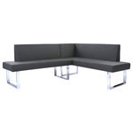 Armen Living - Amanda Contemporary Nook Corner Chrome Dining Bench, Gray - The Armen Living Amanda contemporary corner sofa is a great addition to the modern household. This stylish corner sofa is faux leather upholstered and features sleek, yet durable chrome metal legs. The Amanda is ideal in the living room, but can also function as and inviting centerpiece in the office. The Amanda corner sofa can be paired with the Amanda side chair and dining table. The Amanda corner sofa is available in your choice of three exquisite colors; black, white, and grey.