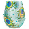 "Peacock" Stemless Wine Glass by Lolita
