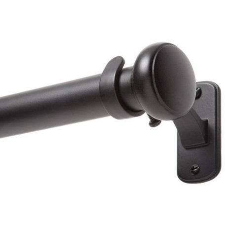 1" Weaver Rust Resistant Ceiling or Wall-Mount Window Curtain Rod, Black, 72-144