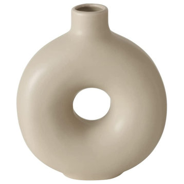 Infinity Ring Vase Beige, 7.75"