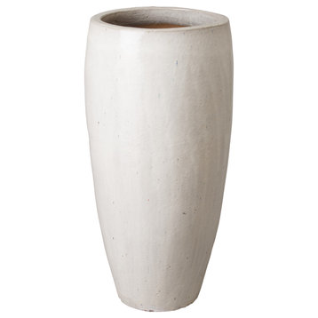 38.5" Round Tall Jar, Distressed White Glaze