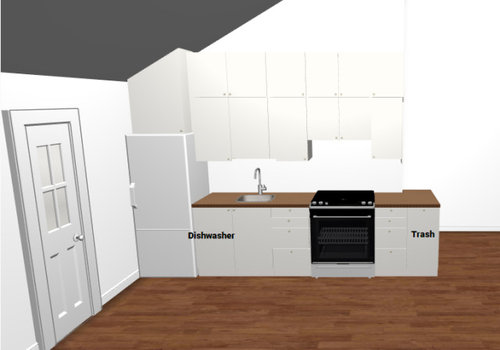 Final tiny kitchen layout decision. 24" or 18" between sink & stove?