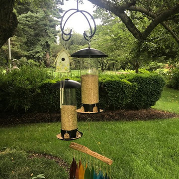 hanging bird feeders & wind chimes