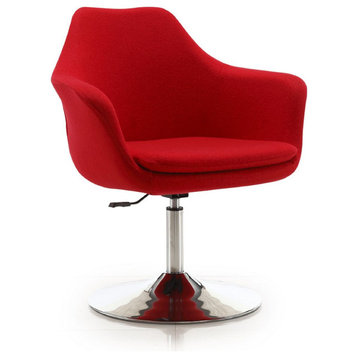 Kinsey Adjustable Height Swivel Accent Chair, Red and Polished Chrome