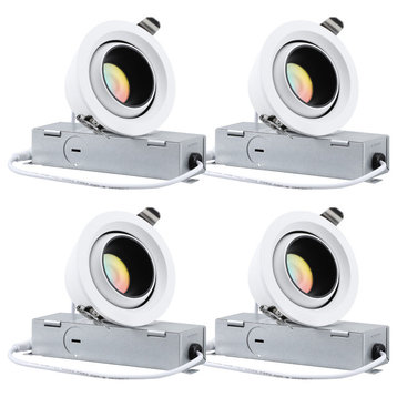 4 Pack LED 5CCT 3" Gimbal Recessed Light, Anti-Glare, Dimmable, ETL