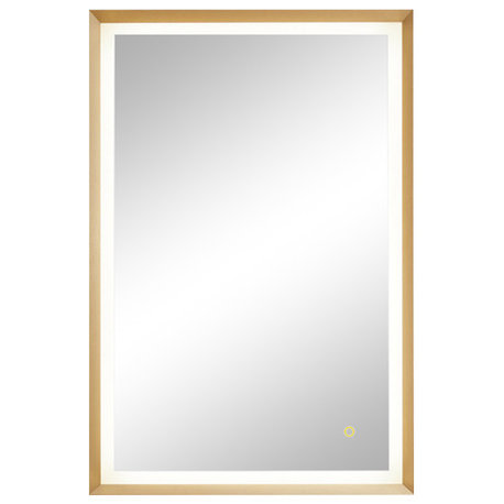 Apollo Anti-Fog Dimmable Vanity, LED Lighted Wall Mirror, Brushed Gold, 24"