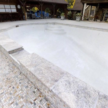 Silver Travertine Pool Coping, Tile and Spa Remodel