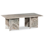 Meridian Furniture - Verona Coffee Table, Brown - Elevate the look of your space with this handsomely crafted Verona coffee table. Made by hand using genuine marble that lasts and lasts for years to come, this table exudes refinement and sophistication. The brown marble with light grey veining brings contemporary panache to your room, while the uniquely shaped base instantly draws the eye, making the table a certain showstopper. Pair this table with other items in the Verona collection for a cohesive presentation.