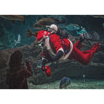 Underwater Santa Claus Area Rug, 5'0"x7'0"
