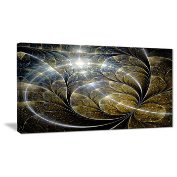 "Symmetrical Gold Fractal Flower With Lighting" Art, 32"x16"