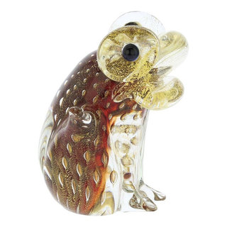 GlassOfVenice Murano Glass Bullicante Frog - Red - Contemporary