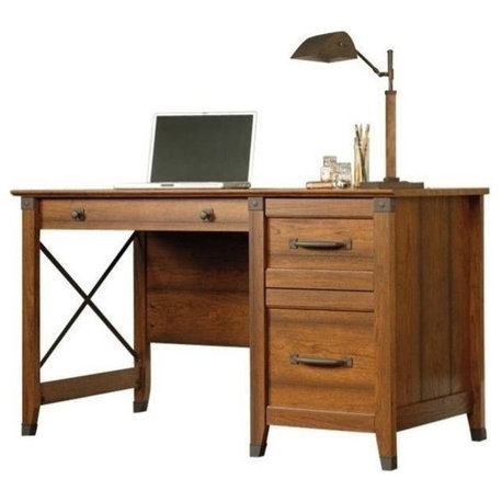 Bowery Hill Rustic Manufactured Engineered Wood Desk in Washington Cherry