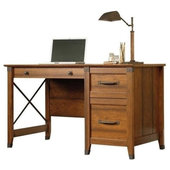 Writing Desk Work Desk with X-Pattern Legs Home Office Desks, Tan Wood Finish