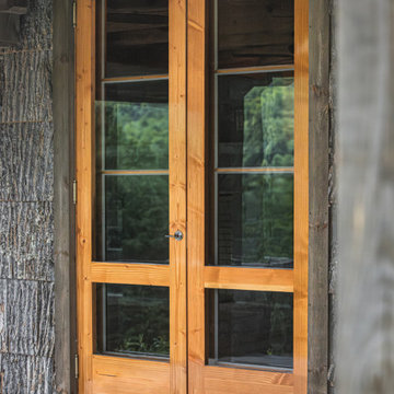 Restored Fir Double Doors - connecting Great Room to Porch