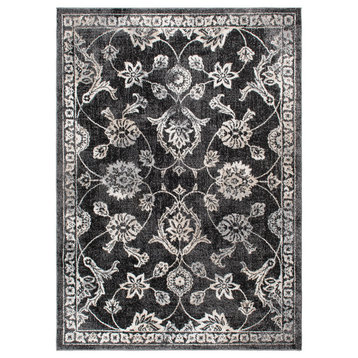 Augusta Evelyn Traditional Area Rug, Black, 7'10"x9'10"
