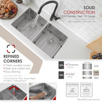 STYLISH 32"L x 18"W Stainless Steel Double Basin Undermount Kitchen Sink