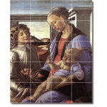 Picture-Tiles.com - Sandro Botticelli Religious Painting Ceramic Tile Mural #94, 48"x60" - Mural Title: Madonna And Child With A Angel