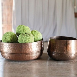 POUNDED ALUMINUM BOWLS, ANTIQUE COPPER, SET OF 2 - Products