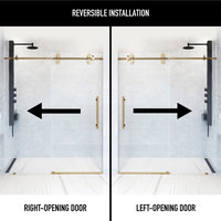 VIGO Elan 60" to 64" W x 74" H Frameless Sliding Shower Door, Matte Gold, Clear Glass