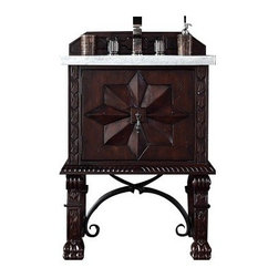 26 inch Single Bathroom Vanity Cabinet Antique Walnut Finish - Bathroom Vanities And Sink Consoles