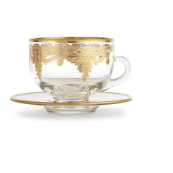 Arte Italica Vetro Gold Coffee Cup & Saucer - Dinnerware