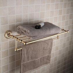 Ti-PVD Solid Brass 24 Inch Bathroom Shelf With Towel Bar TGB2004 - Bathroom Accessories