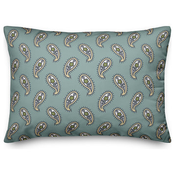 Paisley Pattern in Blue Throw Pillow