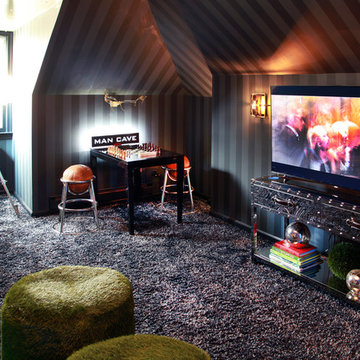 Sophisticated, Family-Friendly Masculine Recreation Room - Hamptons, NY