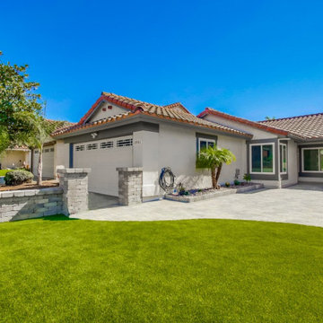Front yard Remodel with Pavers, Walls, Artificial Grass, Planters & More