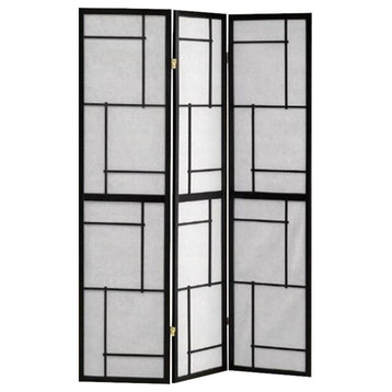 Catania Modern Wood Three Panels Folding Screen Room Divider in Black