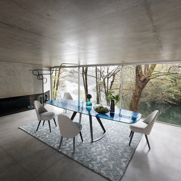 Iroise Dining Table With Extensions – Blue Glass by Roche Bobois
