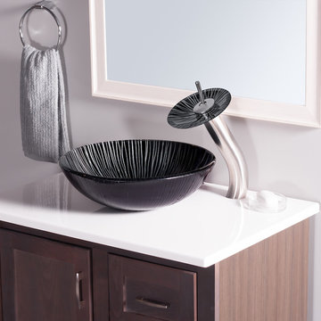 Novatto GODERE Glass Vessel Sink with matching Novatto FALLS Faucet