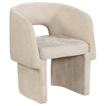Emmet Boucle Fabric Dining Chair / Accent Chair, Beige, Chenille Fabric