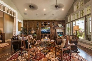 This is an example of an arts and crafts family room in Salt Lake City.